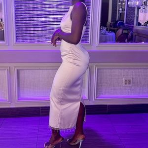 House of cb Margiela Dress ivory rhinestone midi